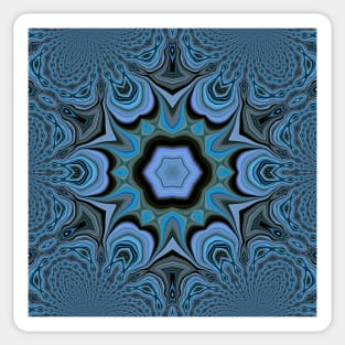 detailed shades of turquoise blue floral fantasy in square format Sticker